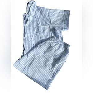 Pajama Set • Light Blue & White Stripes